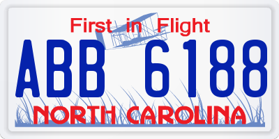 NC license plate ABB6188