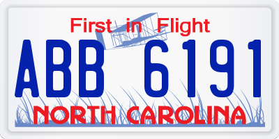 NC license plate ABB6191
