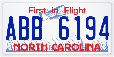 NC license plate ABB6194