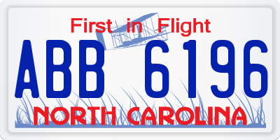 NC license plate ABB6196