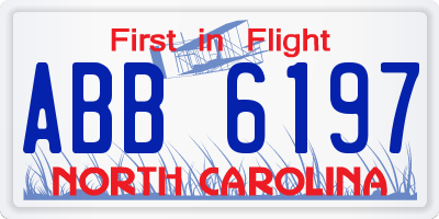 NC license plate ABB6197