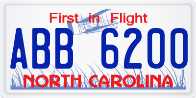 NC license plate ABB6200
