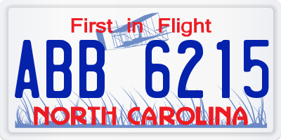 NC license plate ABB6215