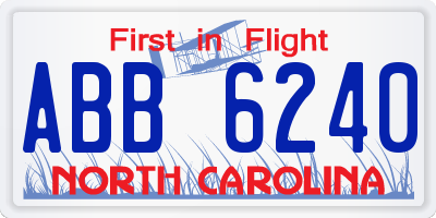 NC license plate ABB6240
