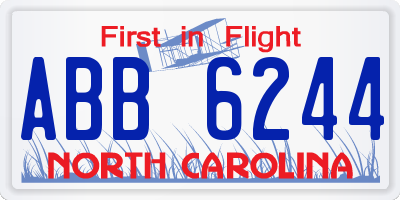 NC license plate ABB6244