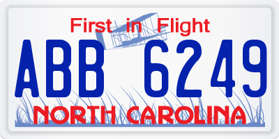 NC license plate ABB6249