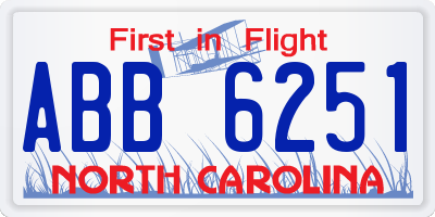 NC license plate ABB6251