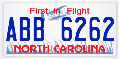 NC license plate ABB6262