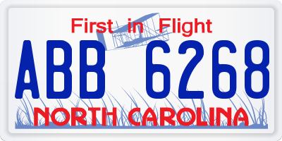 NC license plate ABB6268