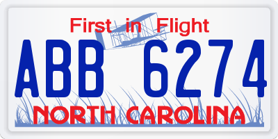 NC license plate ABB6274
