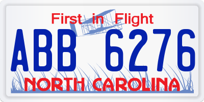 NC license plate ABB6276