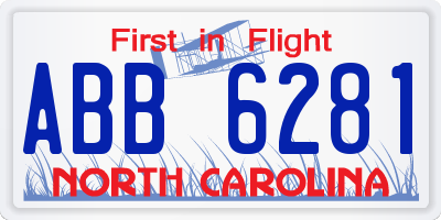 NC license plate ABB6281