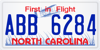 NC license plate ABB6284