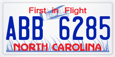 NC license plate ABB6285