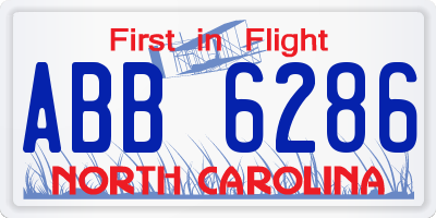 NC license plate ABB6286