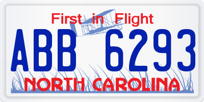 NC license plate ABB6293