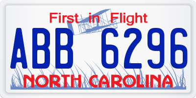 NC license plate ABB6296