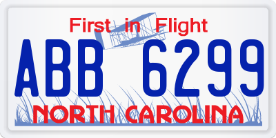 NC license plate ABB6299