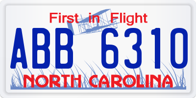 NC license plate ABB6310
