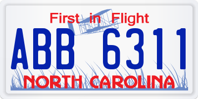 NC license plate ABB6311