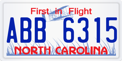 NC license plate ABB6315