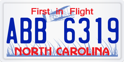 NC license plate ABB6319
