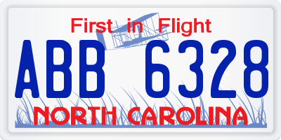 NC license plate ABB6328