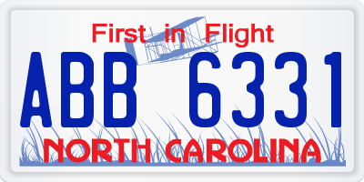 NC license plate ABB6331