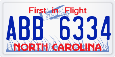 NC license plate ABB6334