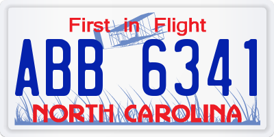 NC license plate ABB6341