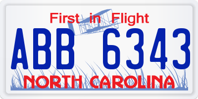 NC license plate ABB6343