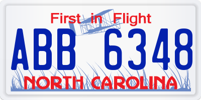 NC license plate ABB6348