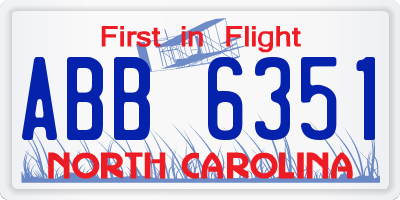 NC license plate ABB6351