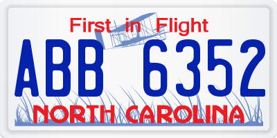 NC license plate ABB6352