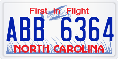 NC license plate ABB6364
