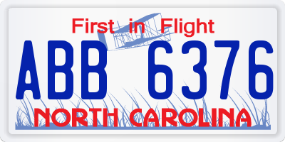 NC license plate ABB6376