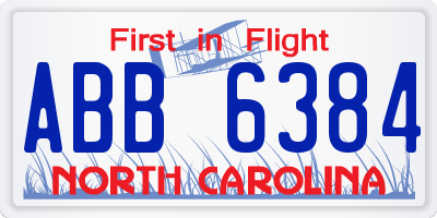 NC license plate ABB6384