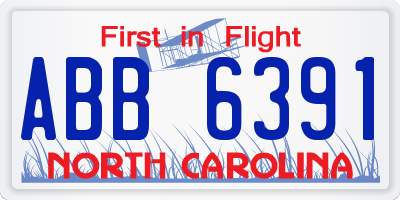 NC license plate ABB6391
