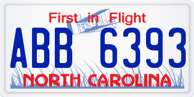 NC license plate ABB6393