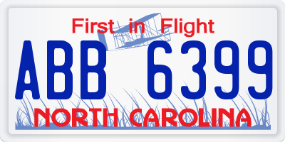 NC license plate ABB6399
