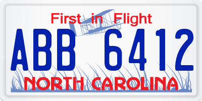 NC license plate ABB6412
