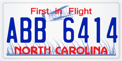 NC license plate ABB6414