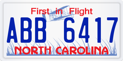 NC license plate ABB6417