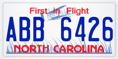 NC license plate ABB6426