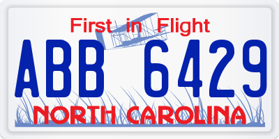 NC license plate ABB6429