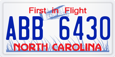NC license plate ABB6430