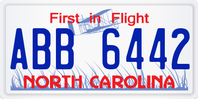 NC license plate ABB6442