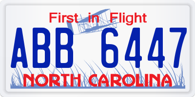 NC license plate ABB6447