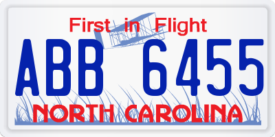 NC license plate ABB6455