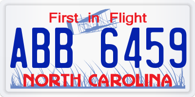 NC license plate ABB6459
